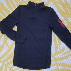 Spyder Mens size S Active Wear Shirt Black long sleeved 1/4 zip ProWeb pullover